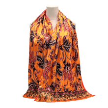 Sunset Bloom Silk Blend Pleated Scarf – 64" x 20"