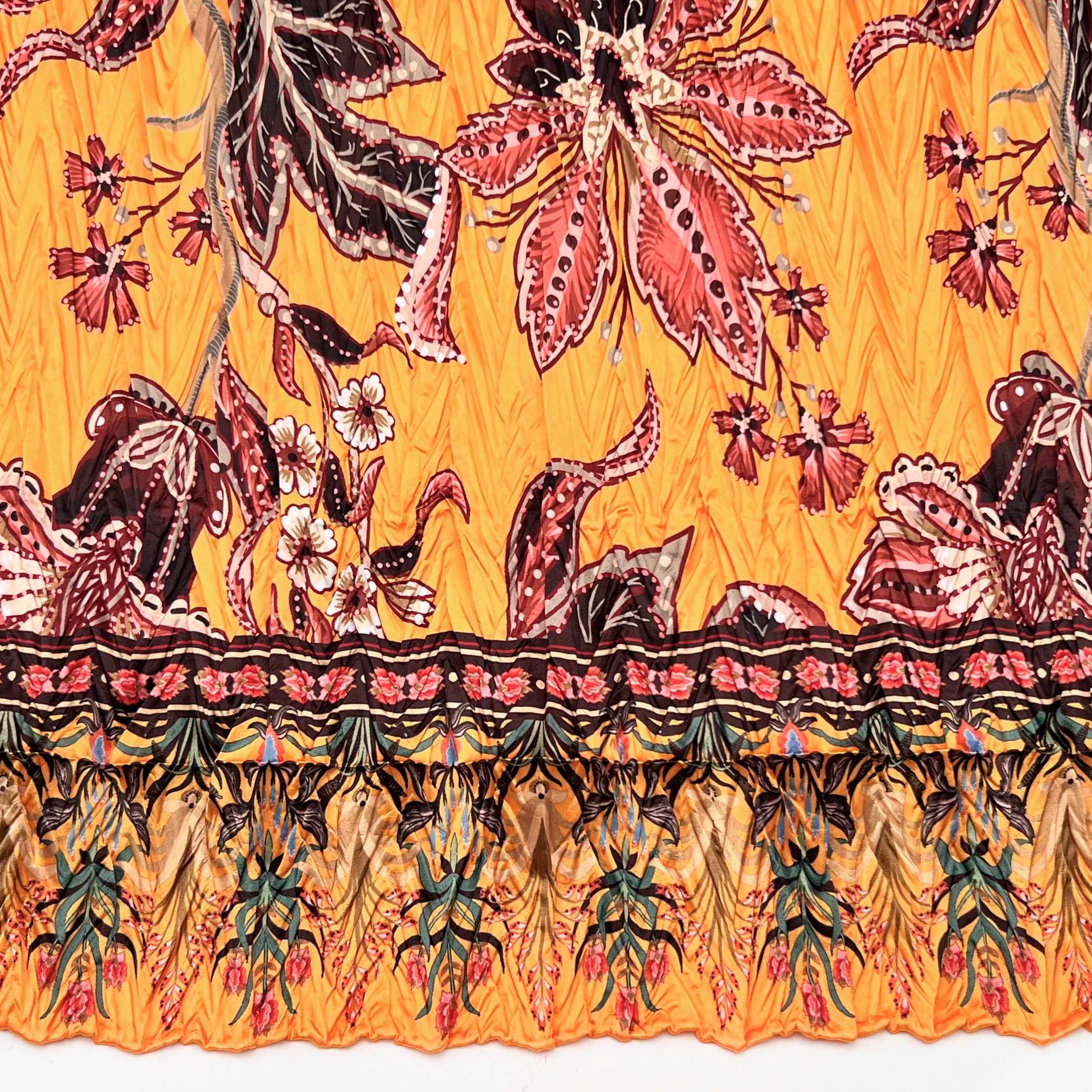 Sunset Bloom Silk Blend Pleated Scarf – 64" x 20"
