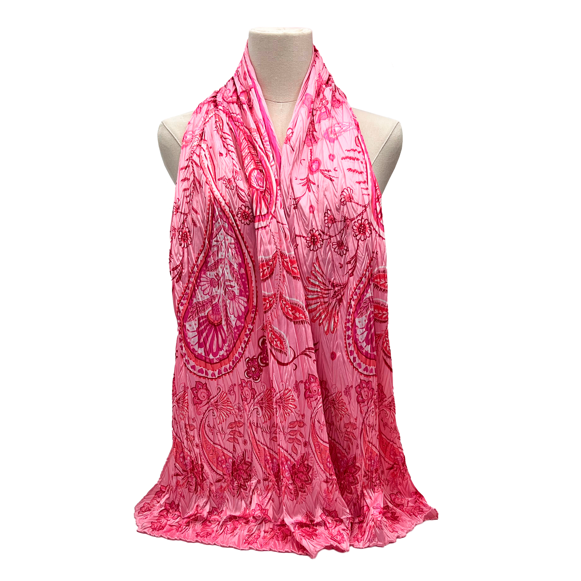 Rose Garden Silk Blend Pleated Scarf – 64" x 20"