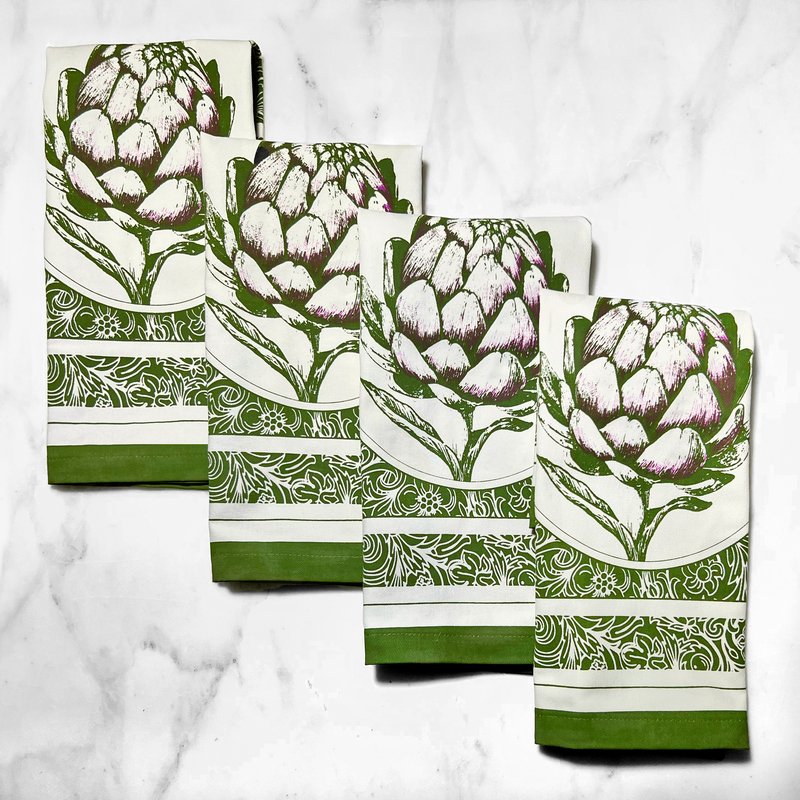 Denim Green Cotton Placemats – 100% Colombian Cotton, Hand Block Printed